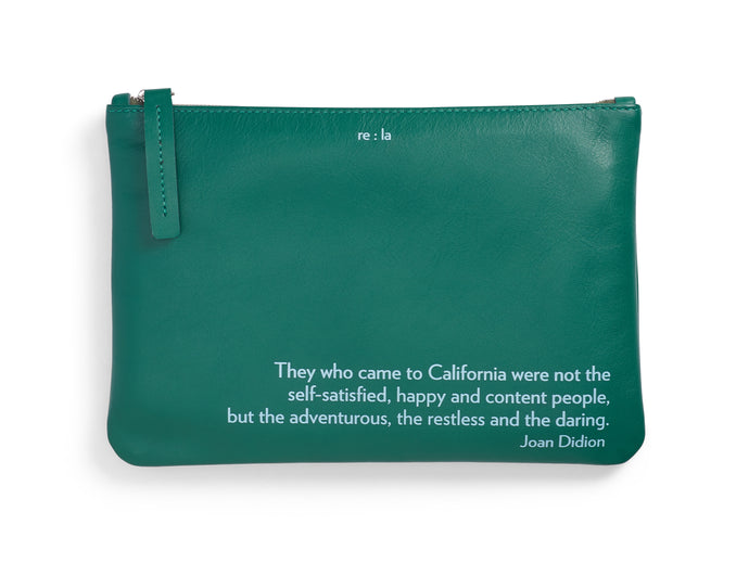 Joan Didion Forest Green Leather Pouch